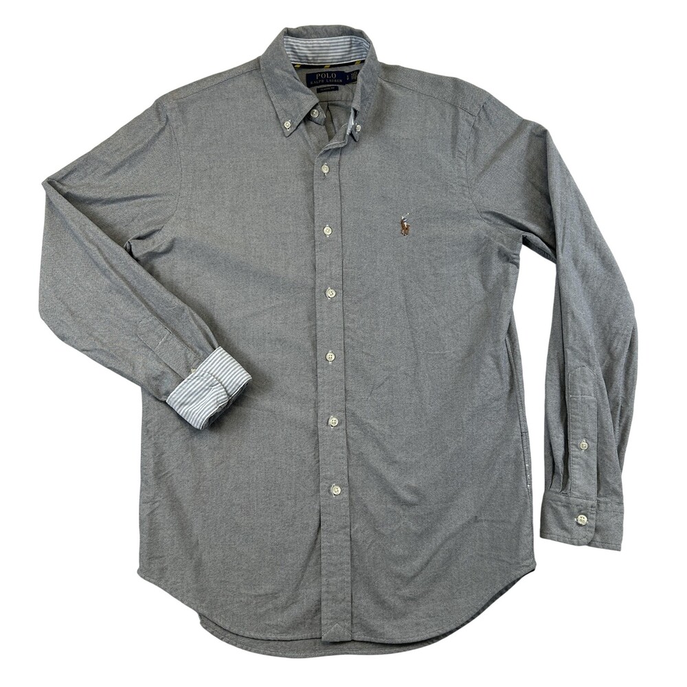 Polo Ralph Lauren Shirt Mens Small Flip Cuff Solid Long Sleeve Button Down Pony